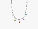 Paperclip Chain Bezel Birthstone Necklace