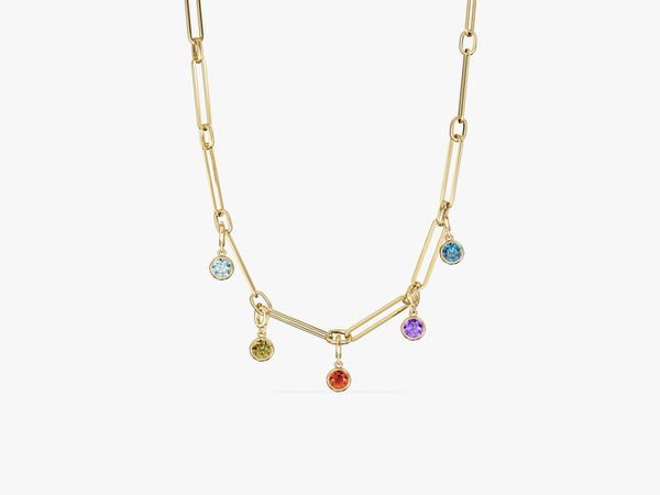 Paperclip Chain Bezel Birthstone Necklace