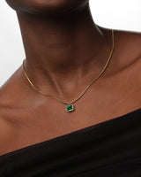 Emerald Cut Birthstone Necklace