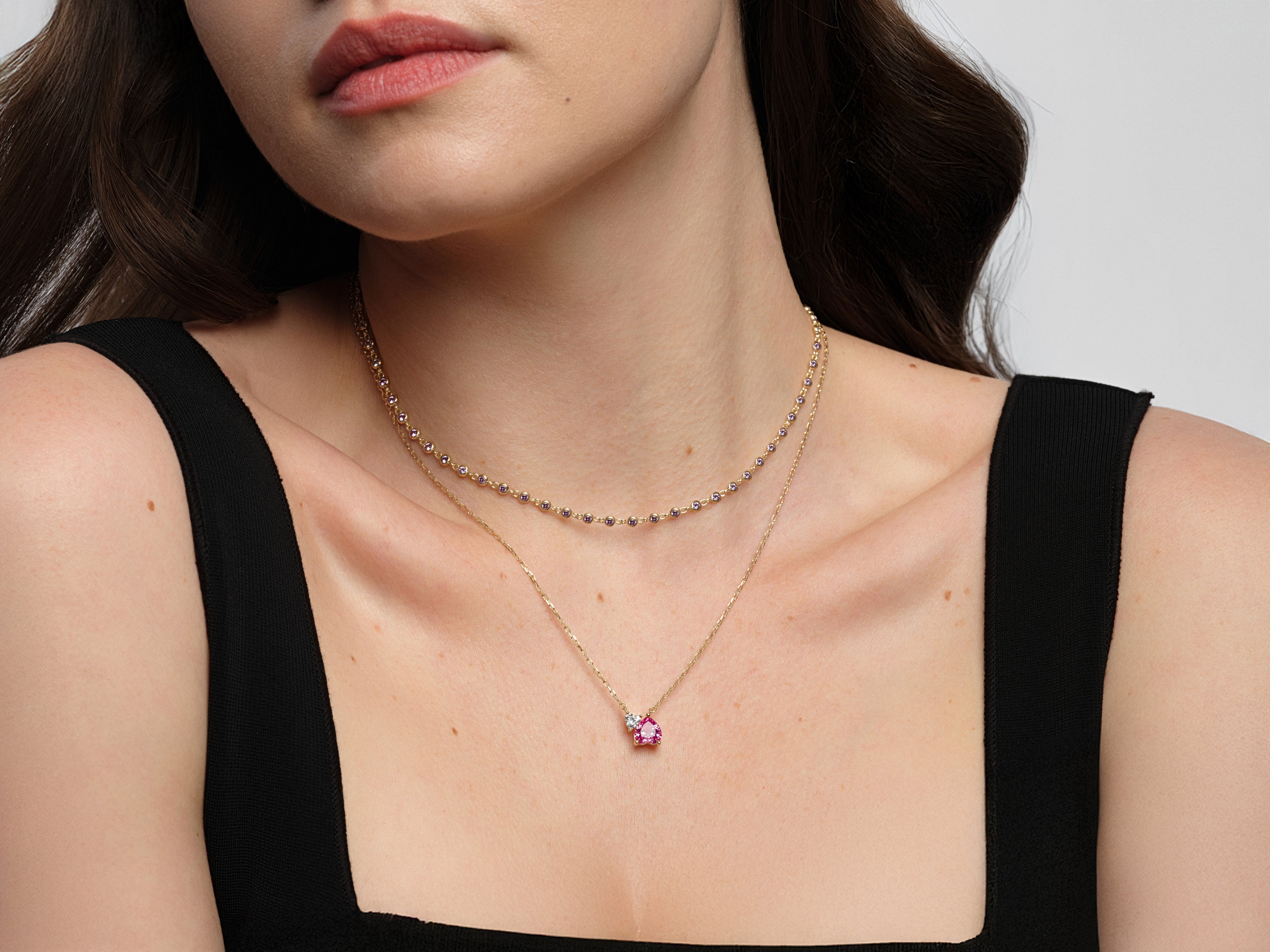 Pink Double Heart Necklace