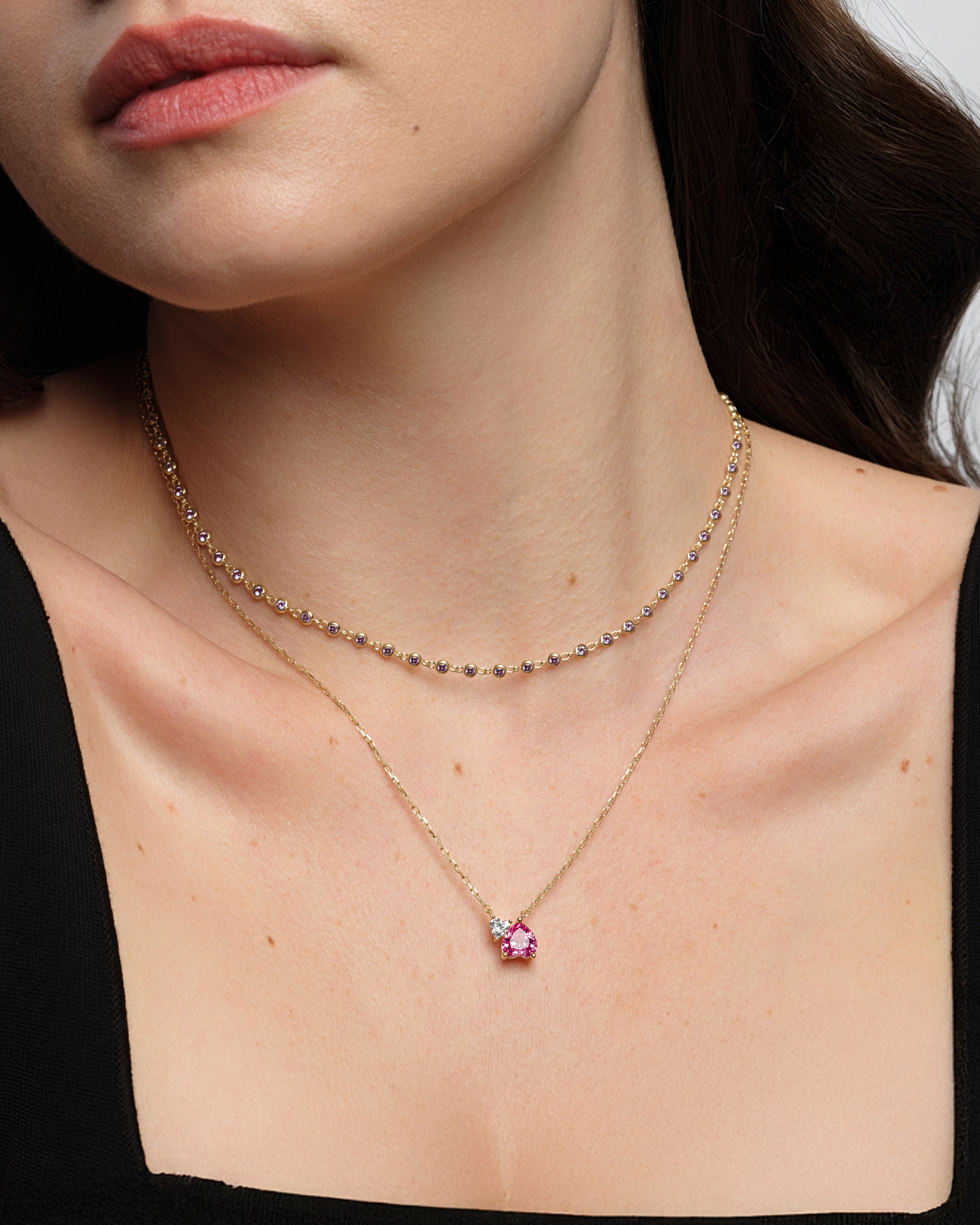 Pink Double Heart Necklace