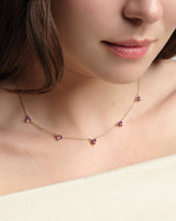 Heart Birthstone Station Necklace