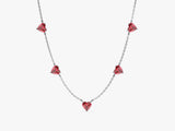 Heart Birthstone Station Necklace