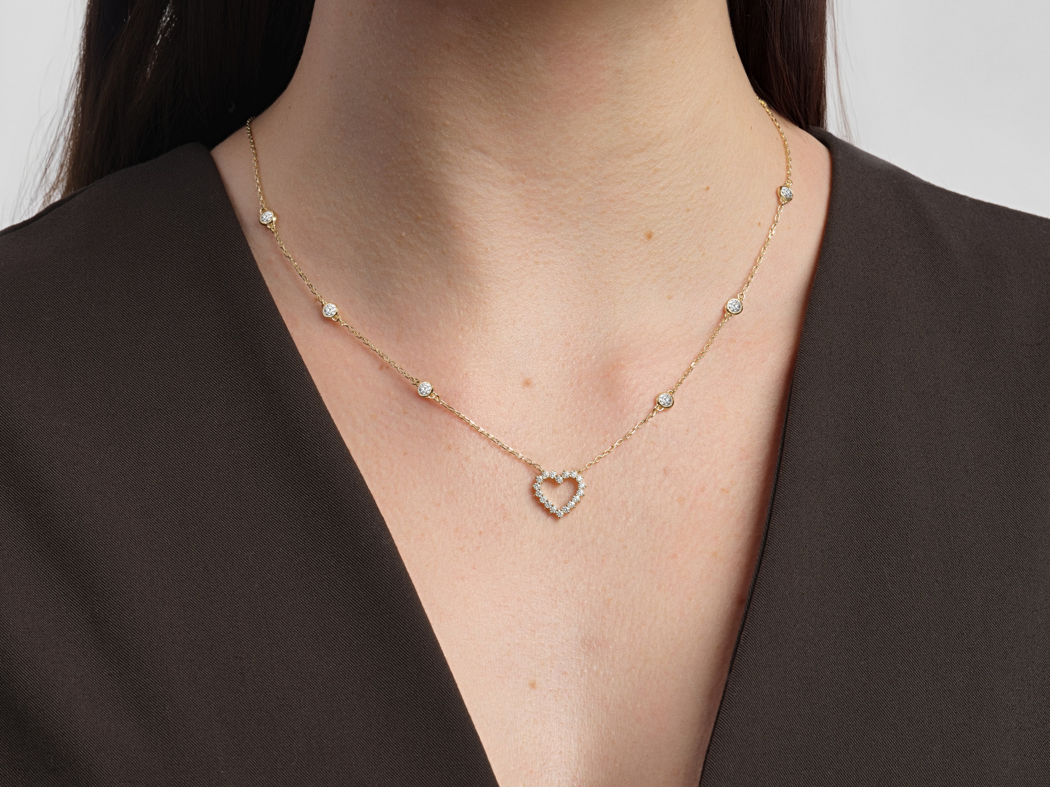 Heart Charm with Station Necklace