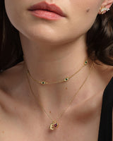 Initial Letter Heart Birthstone Charm Necklace