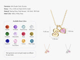 Initial Letter Heart Birthstone Charm Necklace