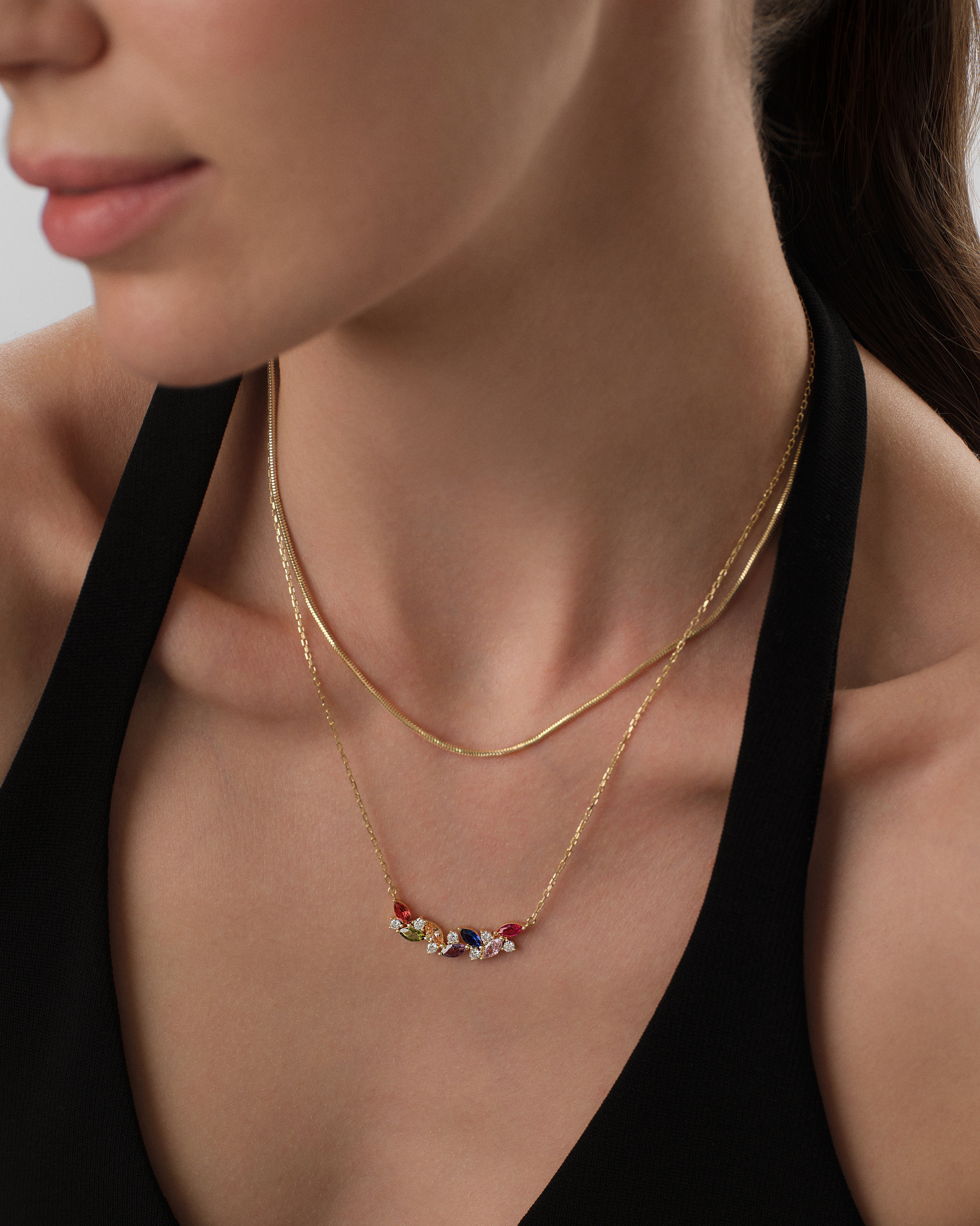 Multi Stone Marquise Birthstone Necklace