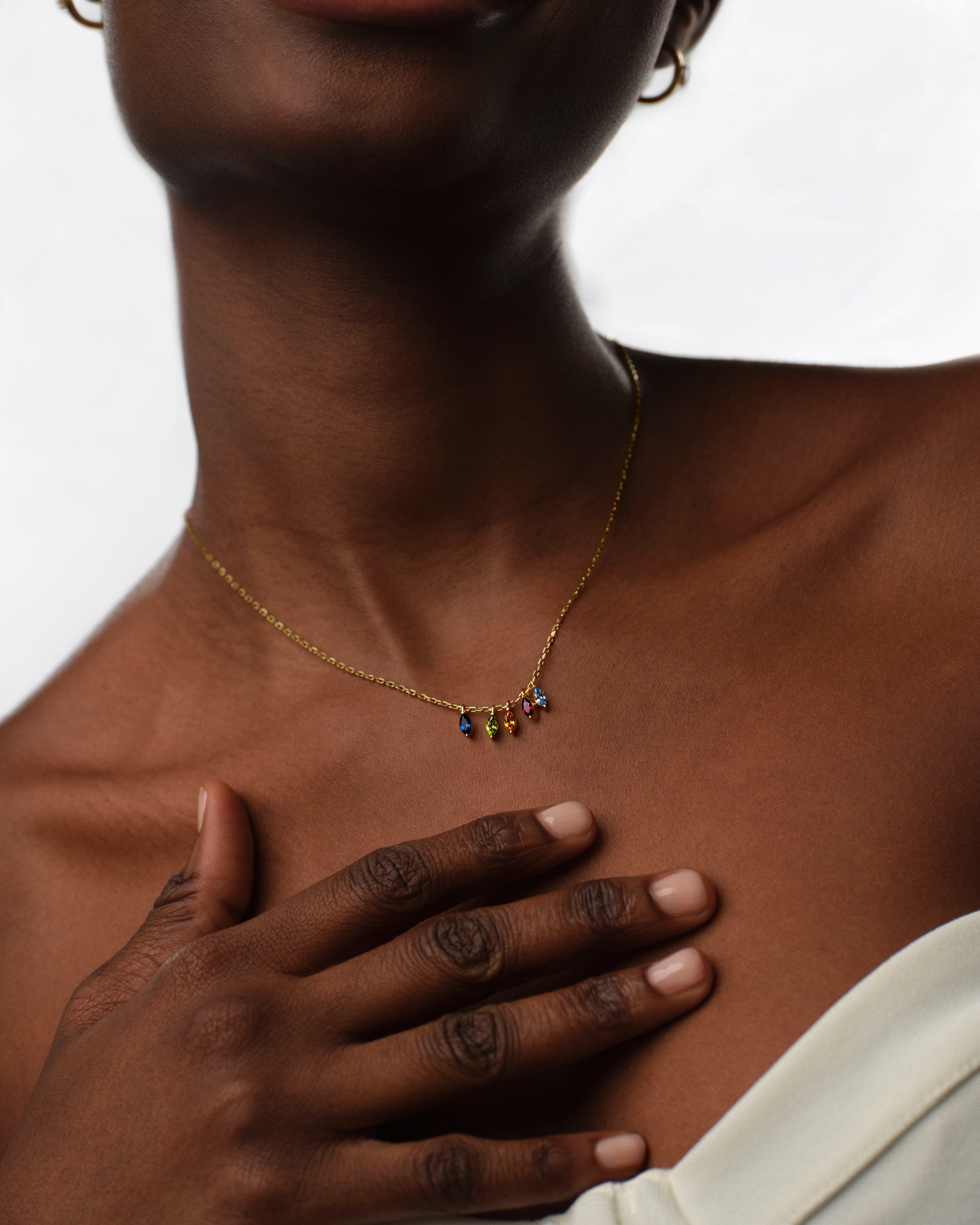 Marquise Birthstone Charm Necklace