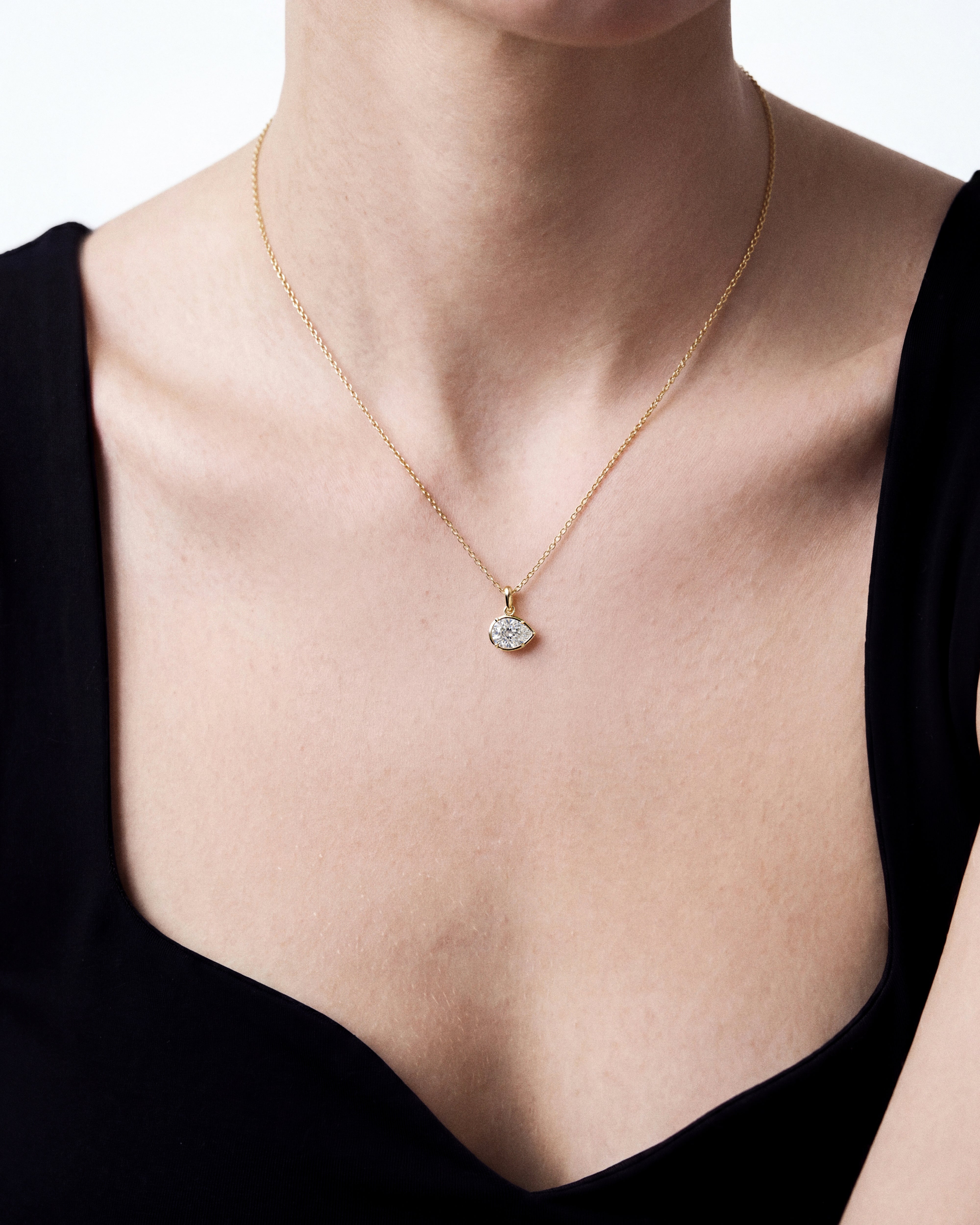 Pear Bezel Pendant Necklace