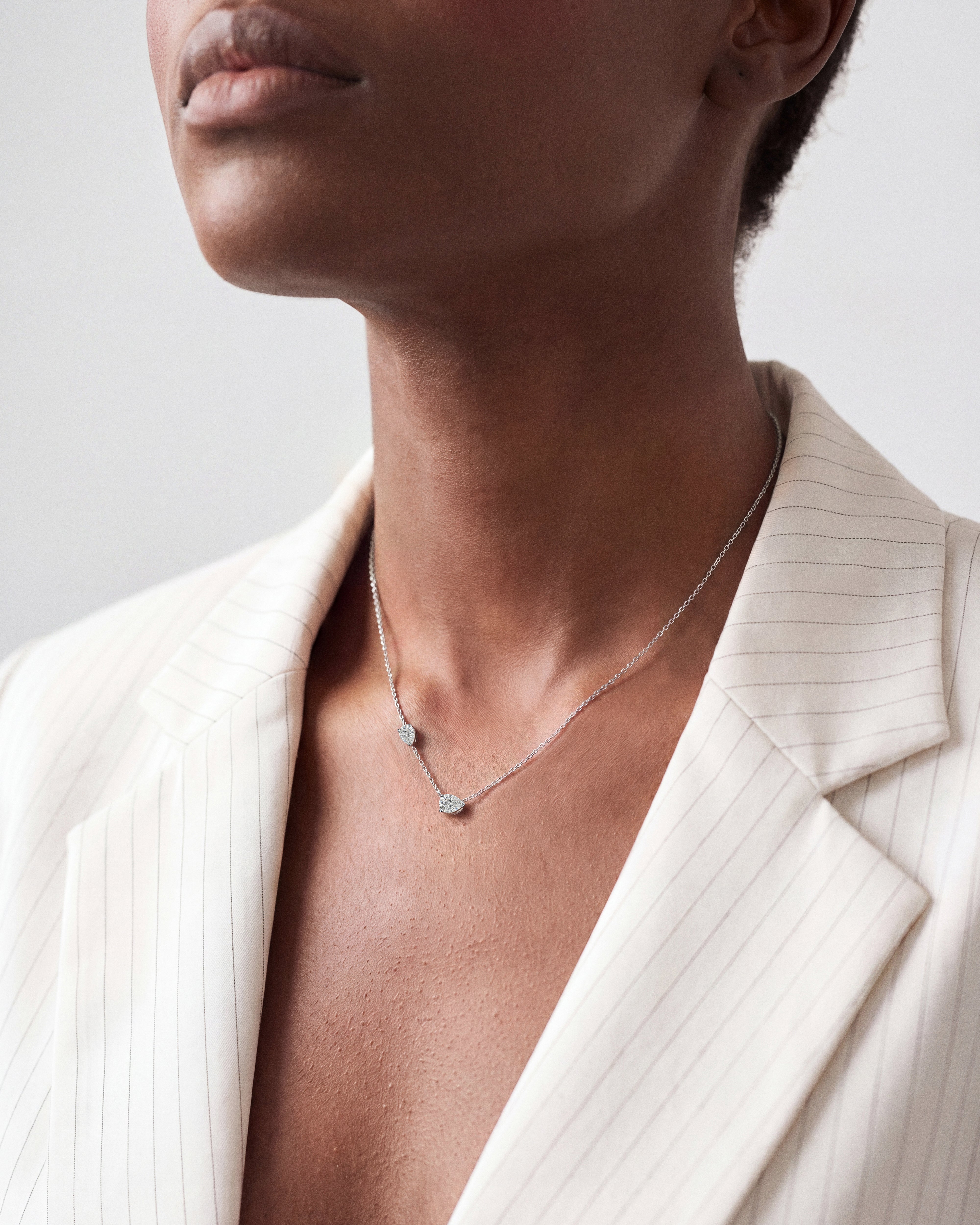Double Pear Station Necklace