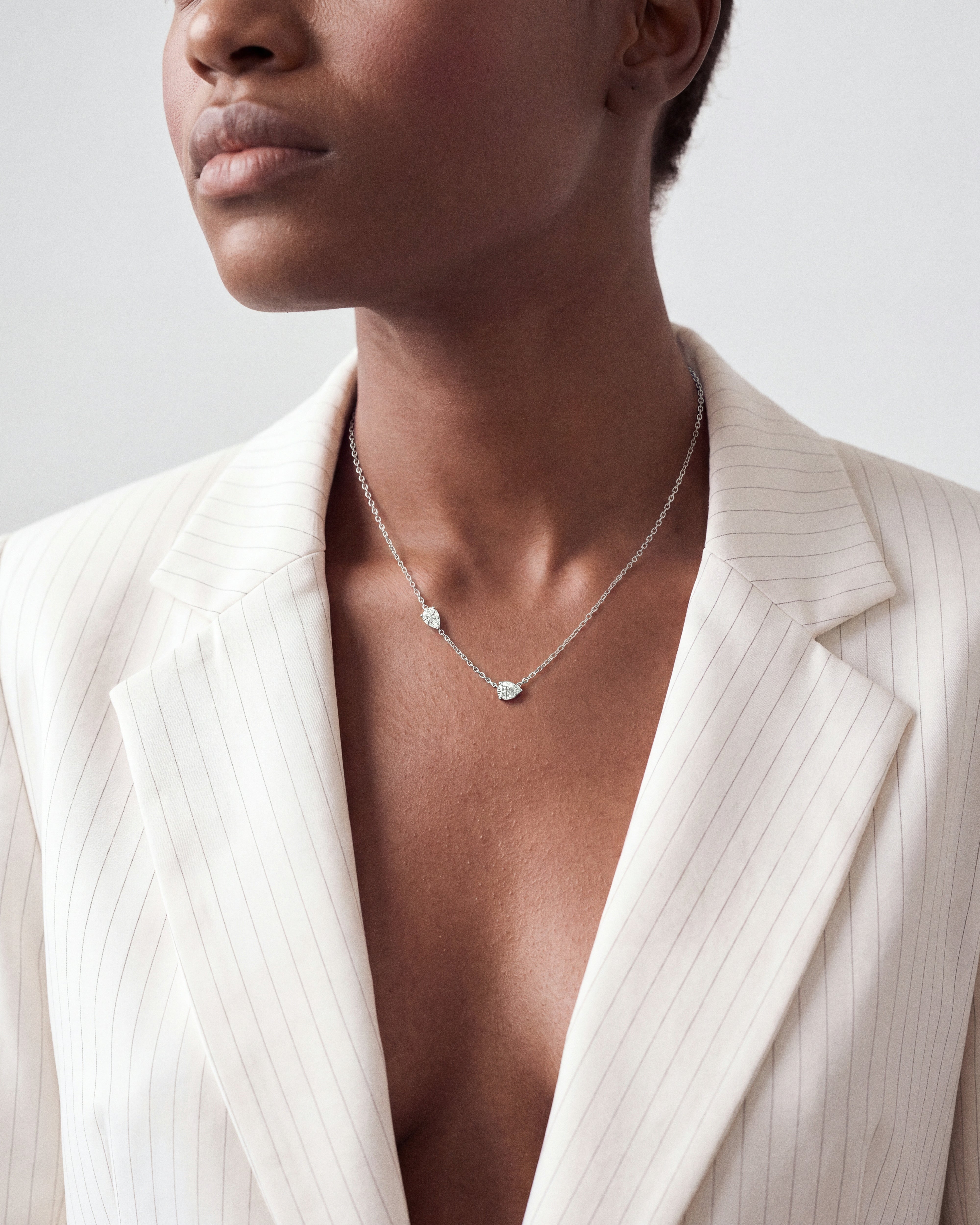 Double Pear Station Necklace