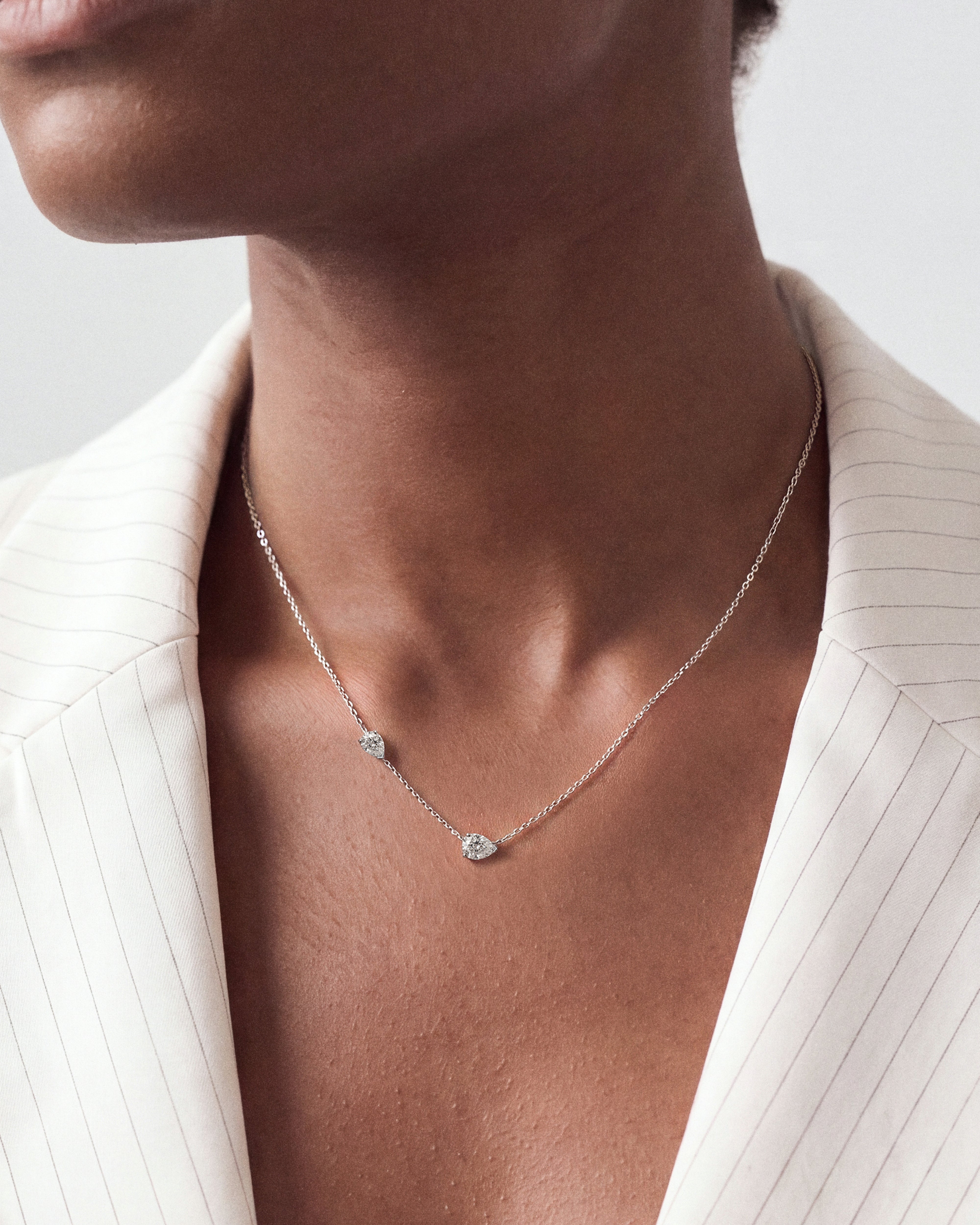 Double Pear Station Necklace