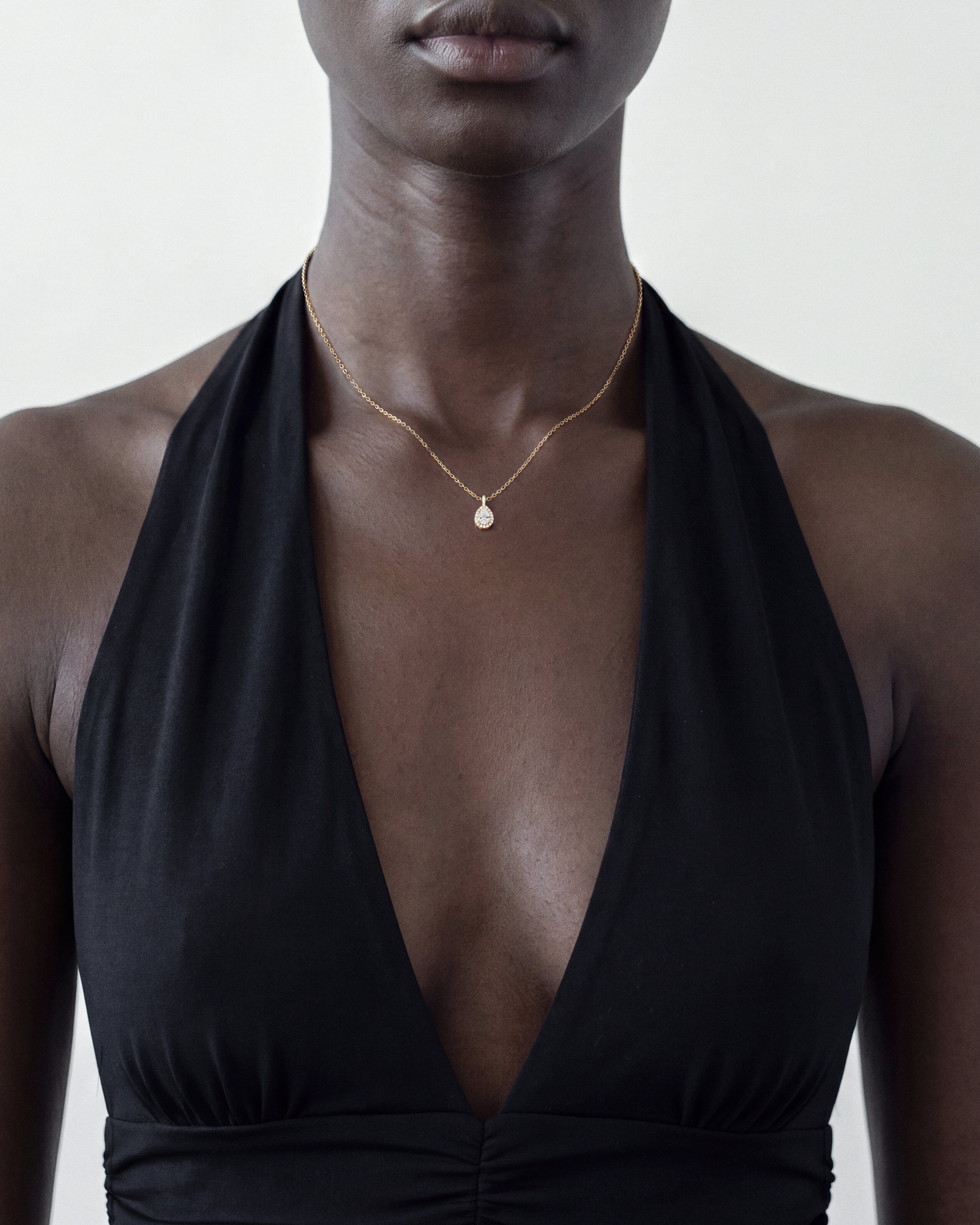 Pear Halo Pendant Necklace