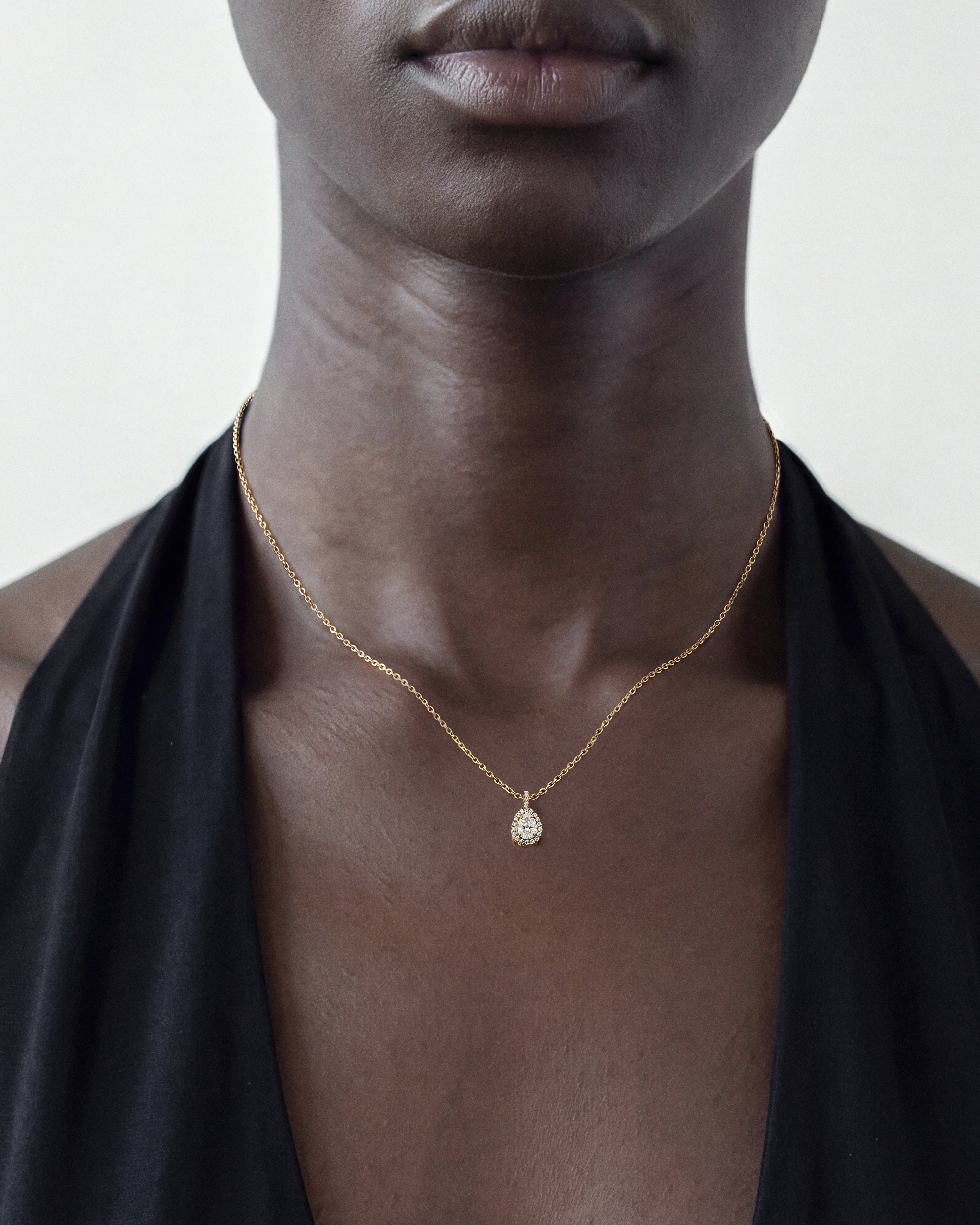 Pear Halo Pendant Necklace