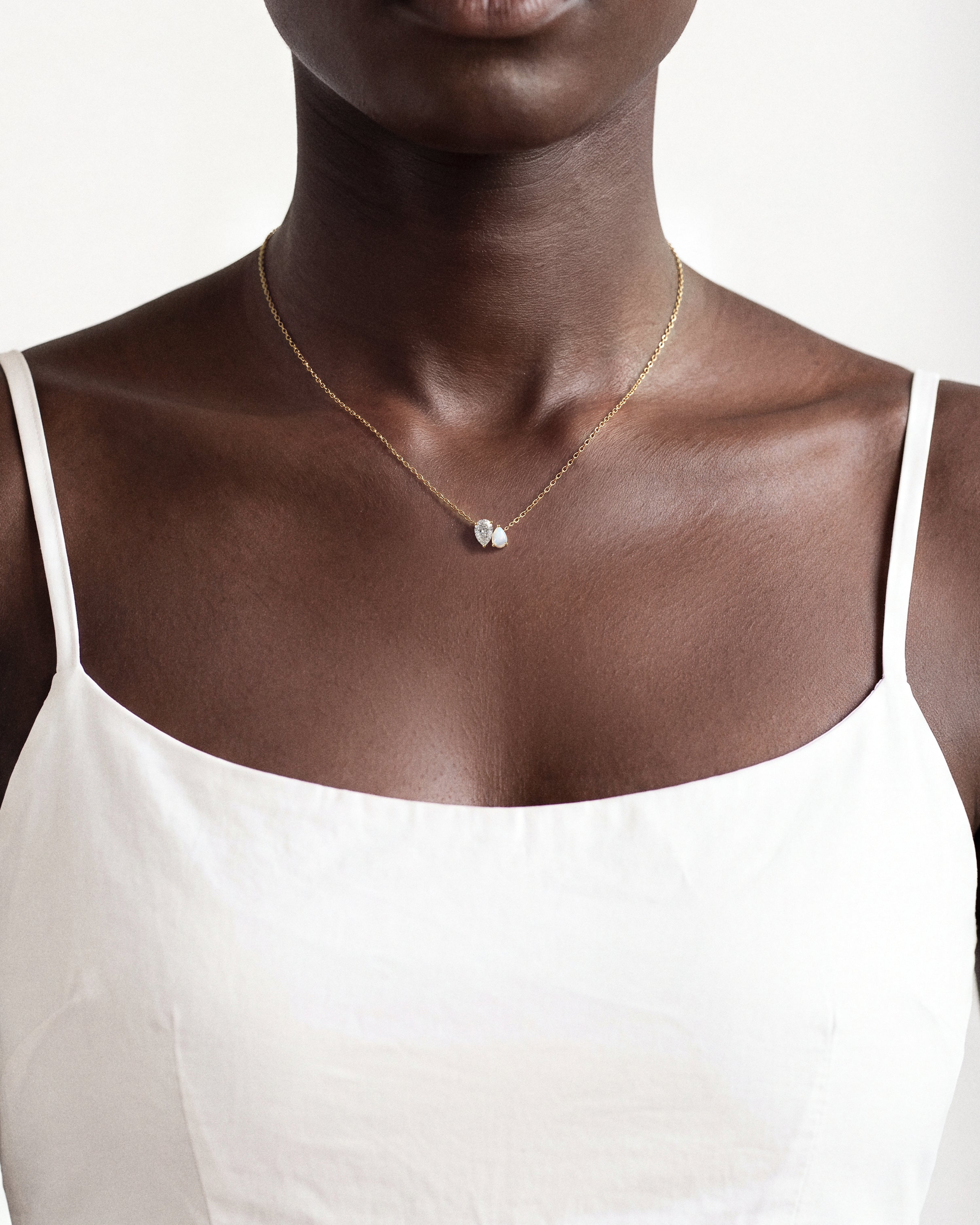 Opal Pear Duo Necklace