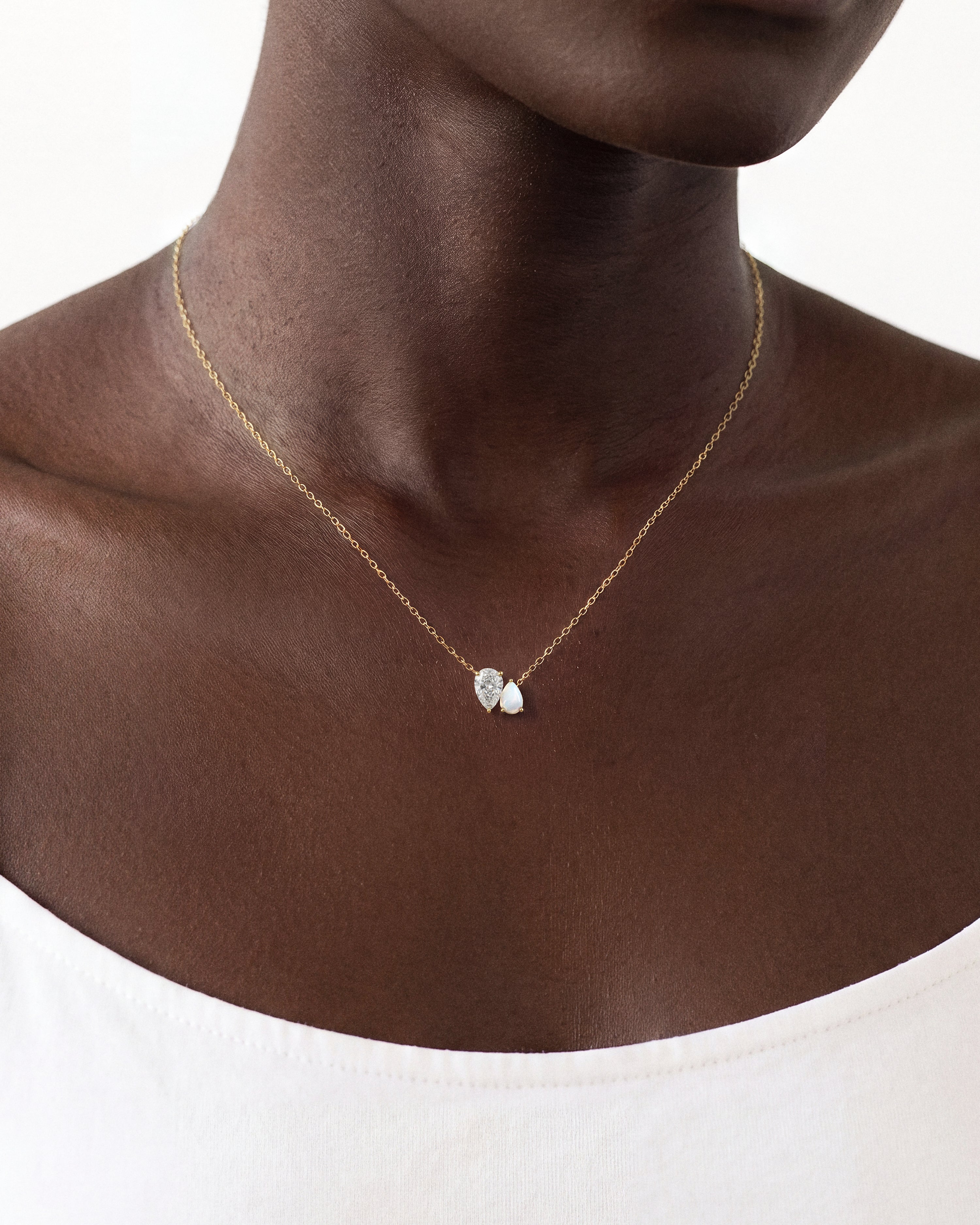 Opal Pear Duo Necklace