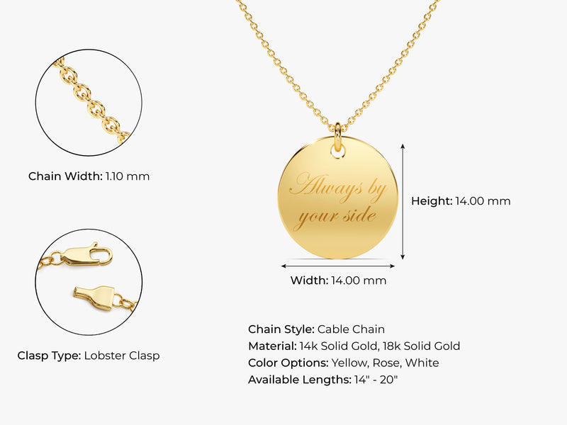 Message Charm Necklace in 14k Solid Gold