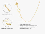 Sideways Initial Necklace in 14k Solid Gold