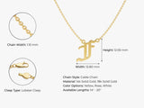 Cursive Initial Necklace in 14k Solid Gold