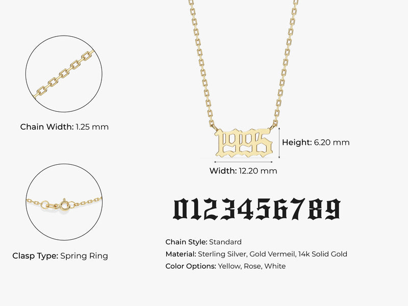 Old English Year Necklace