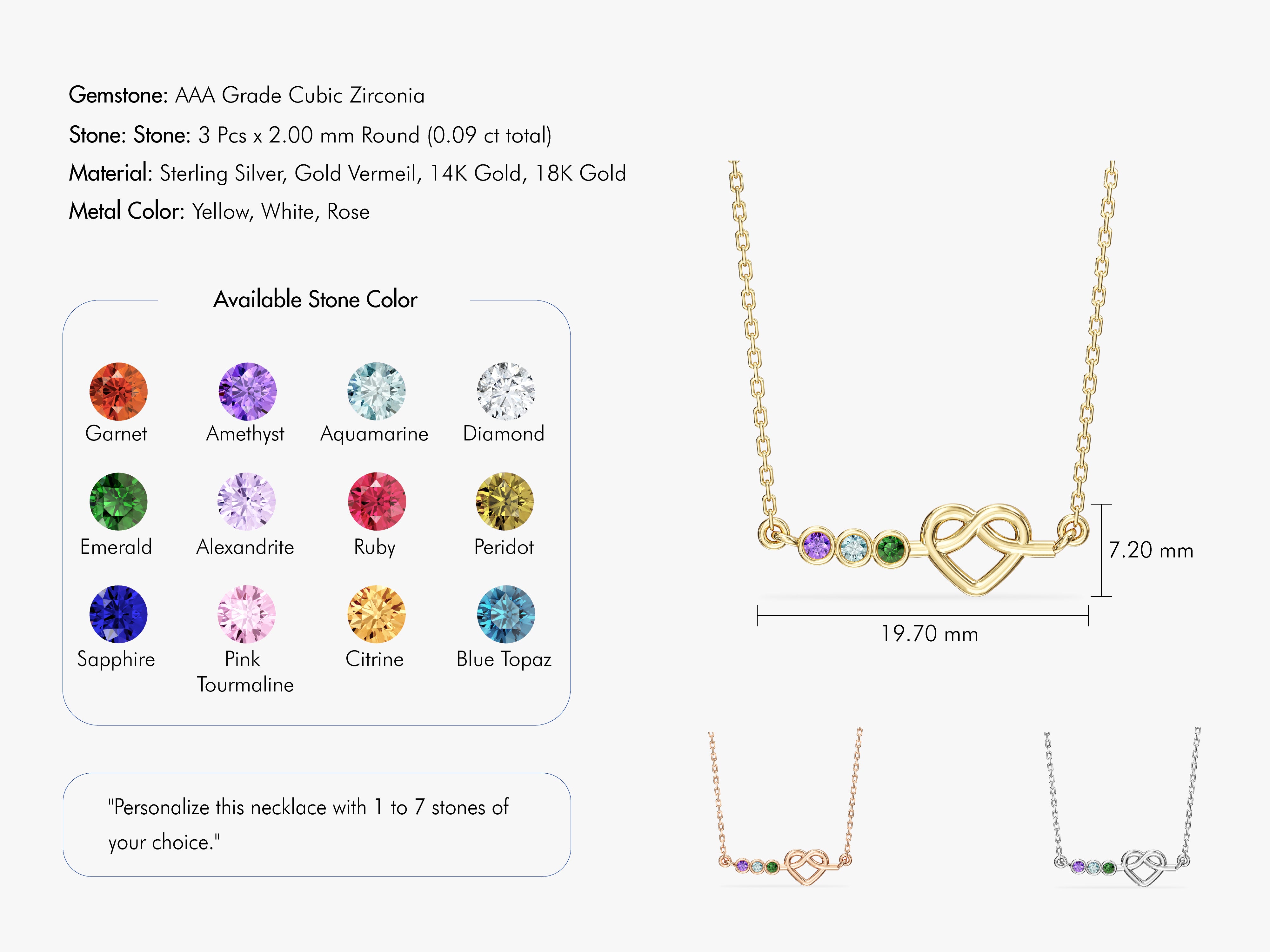 Infinity Heart Birthstone Necklace