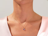 Blue Topaz Bezel Set Pear Pendant Necklace in 14k Solid Gold