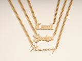Cuban Chain Cursive Name Necklace
