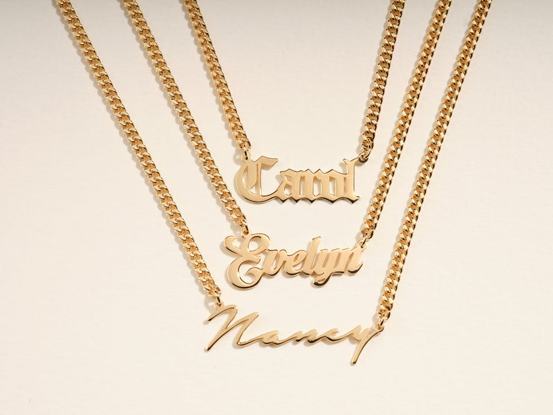 Cuban Chain Cursive Name Necklace