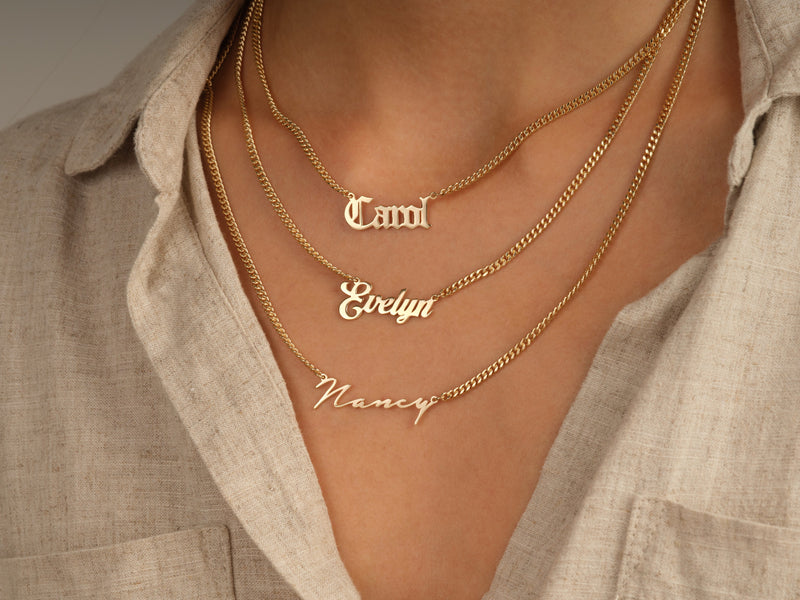 Cuban Chain Cursive Name Necklace