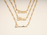 Figaro Chain Cursive Font Name Necklace