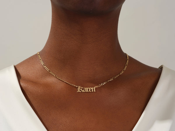 Figaro Old English Font Name Necklace