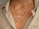 Figaro Chain Cursive Font Name Necklace