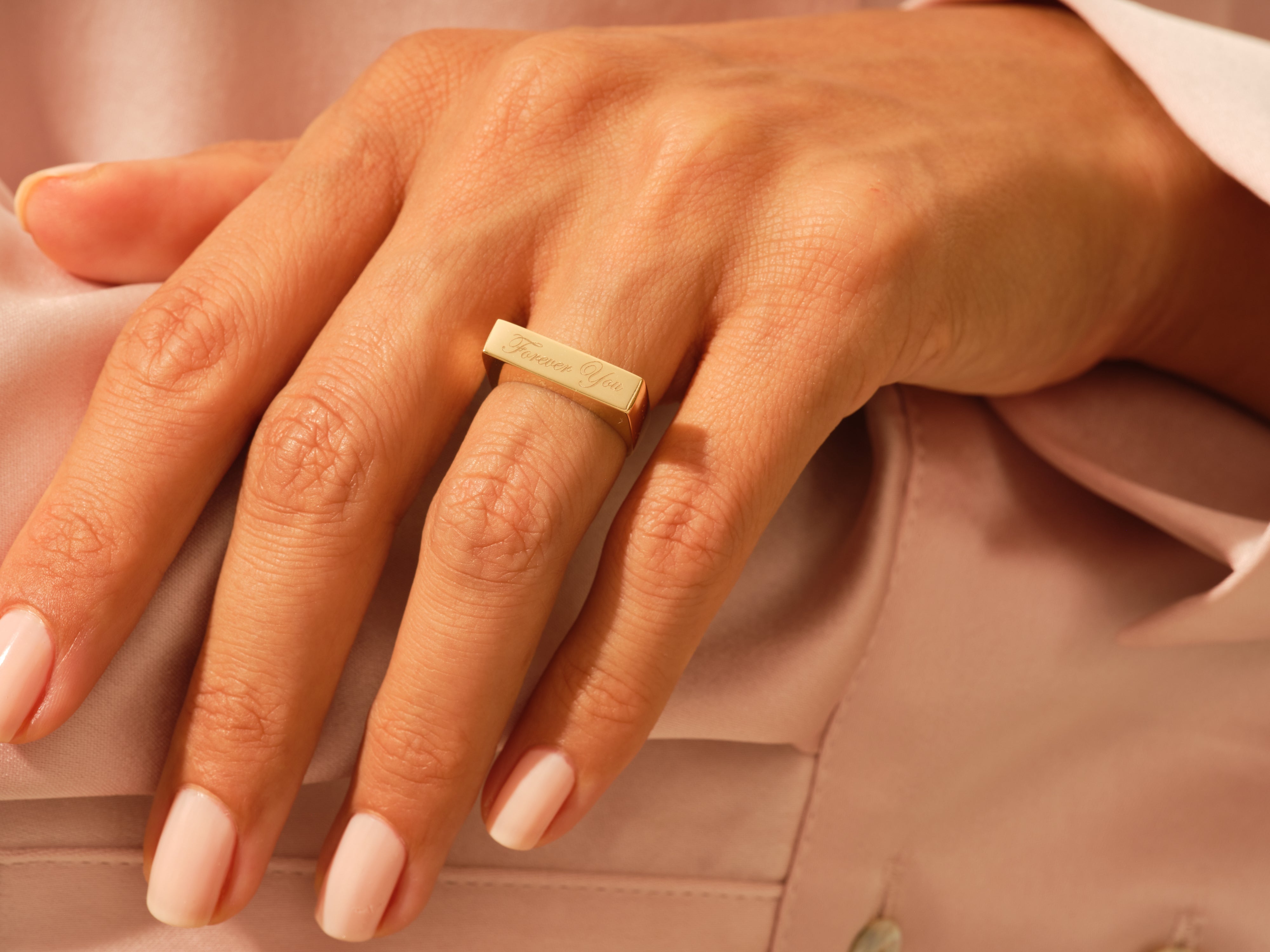 Gold ring with "Forever You" engraving, jewelry for her