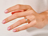 Diamond engagement ring on a hand, jewelry product photography