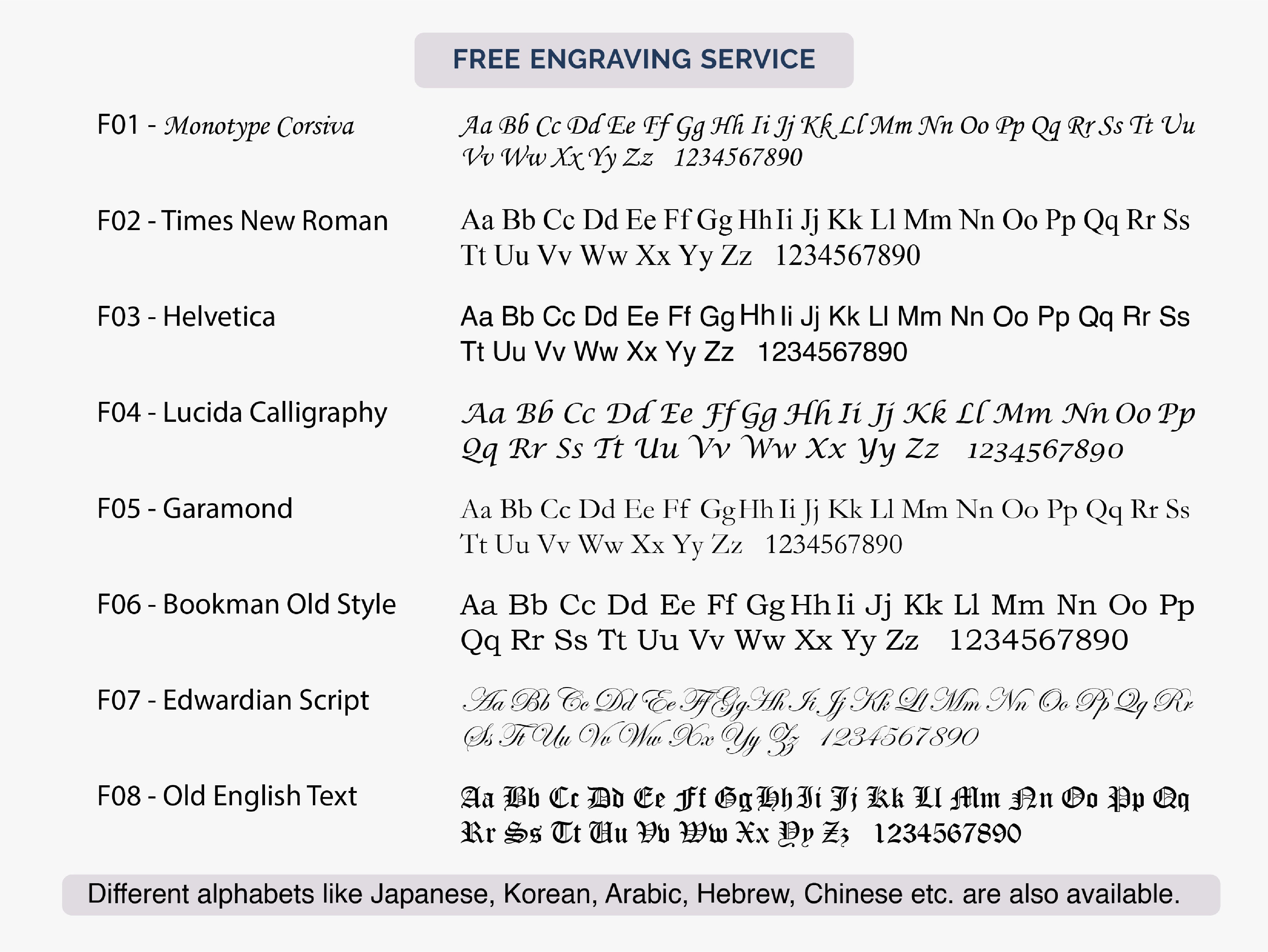 Jewelry engraving font options and styles for custom pieces