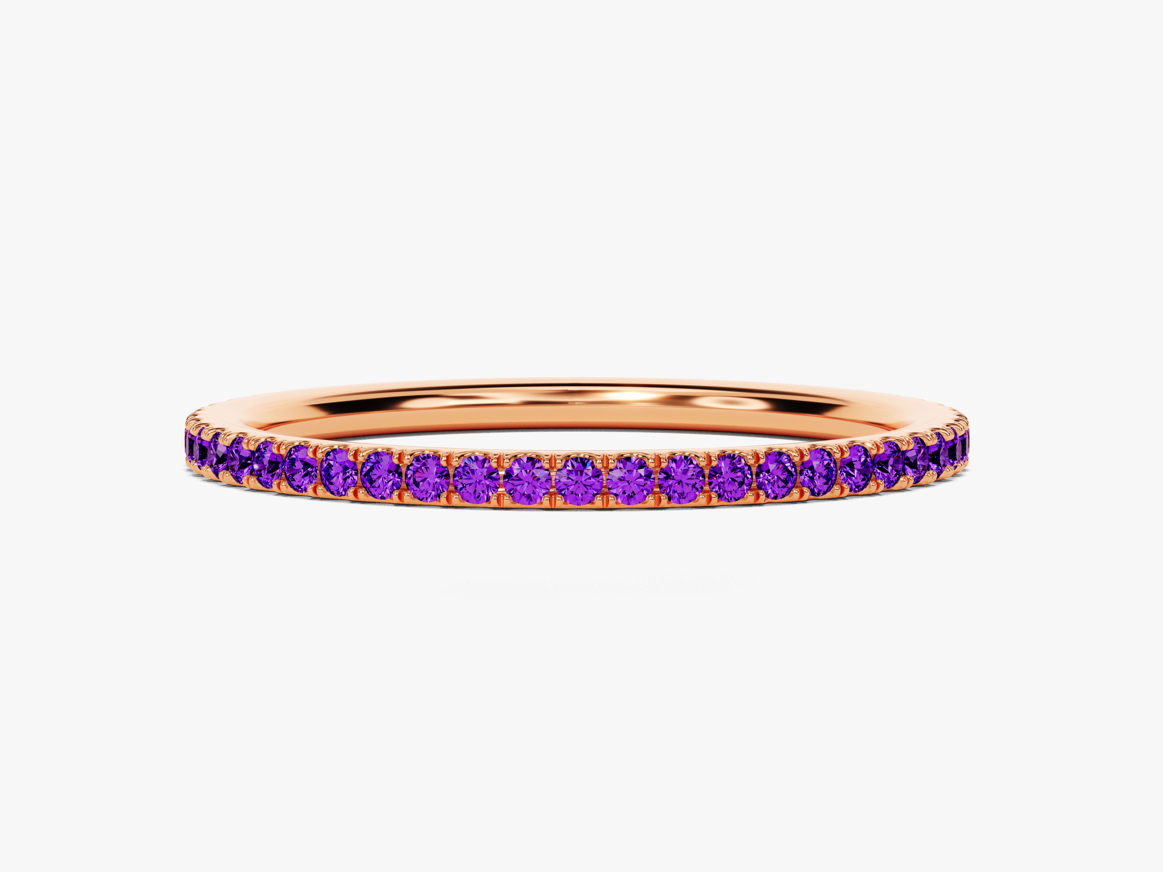 Full Eternity Amethyst Birthstone Ring in 14k Solid Gold