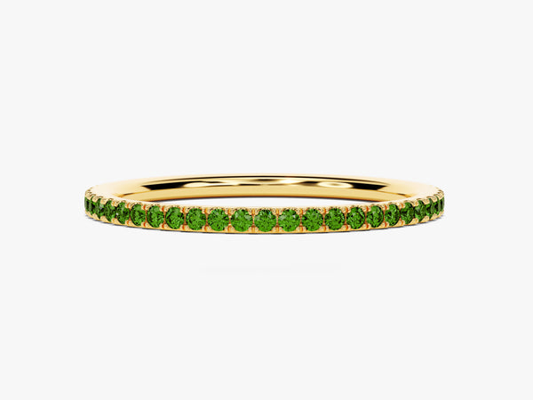 Full Eternity Emerald Birthstone Ring in 14k Solid Gold