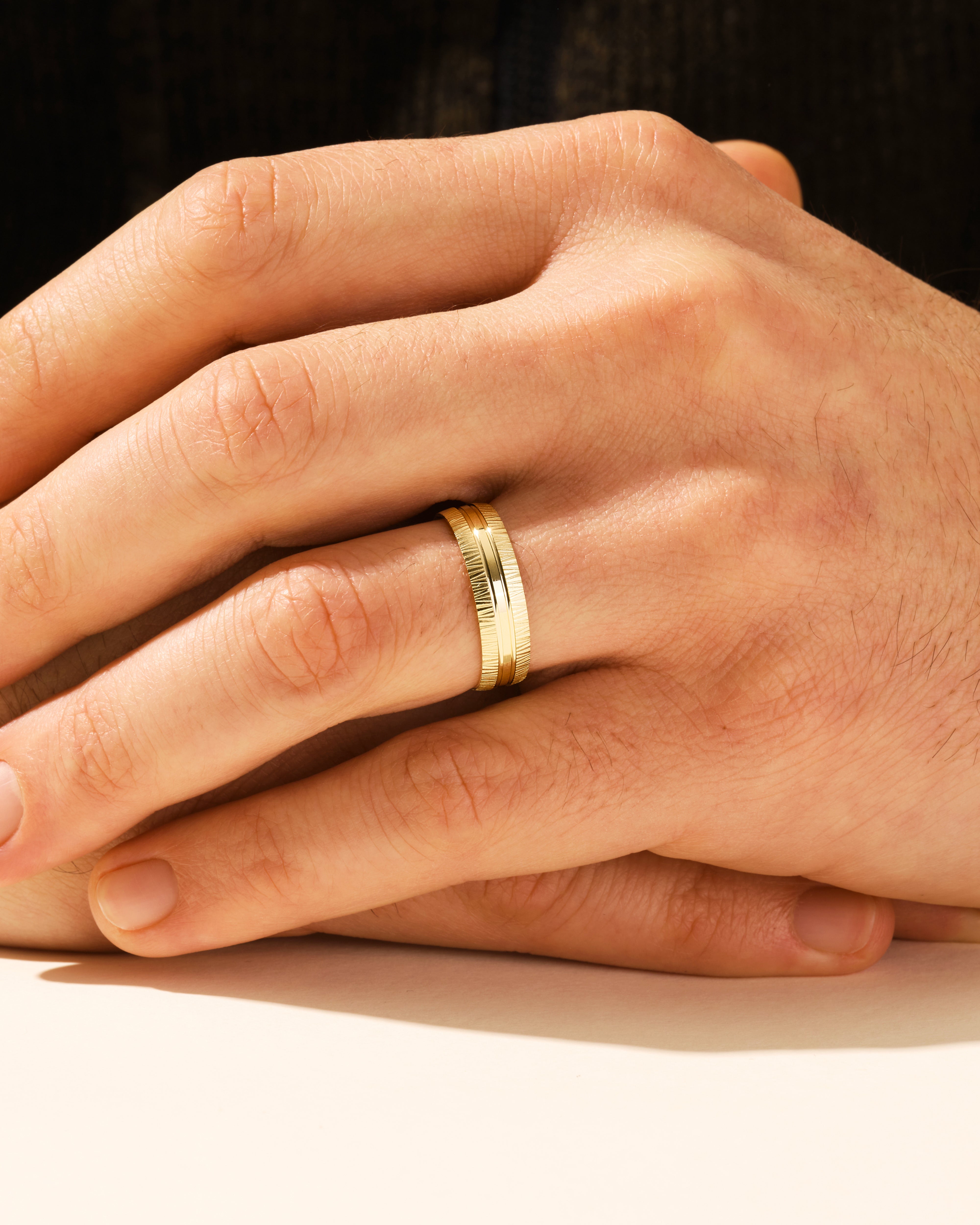 6mm Grooved Men's Wedding Band with Ice Matte Finish