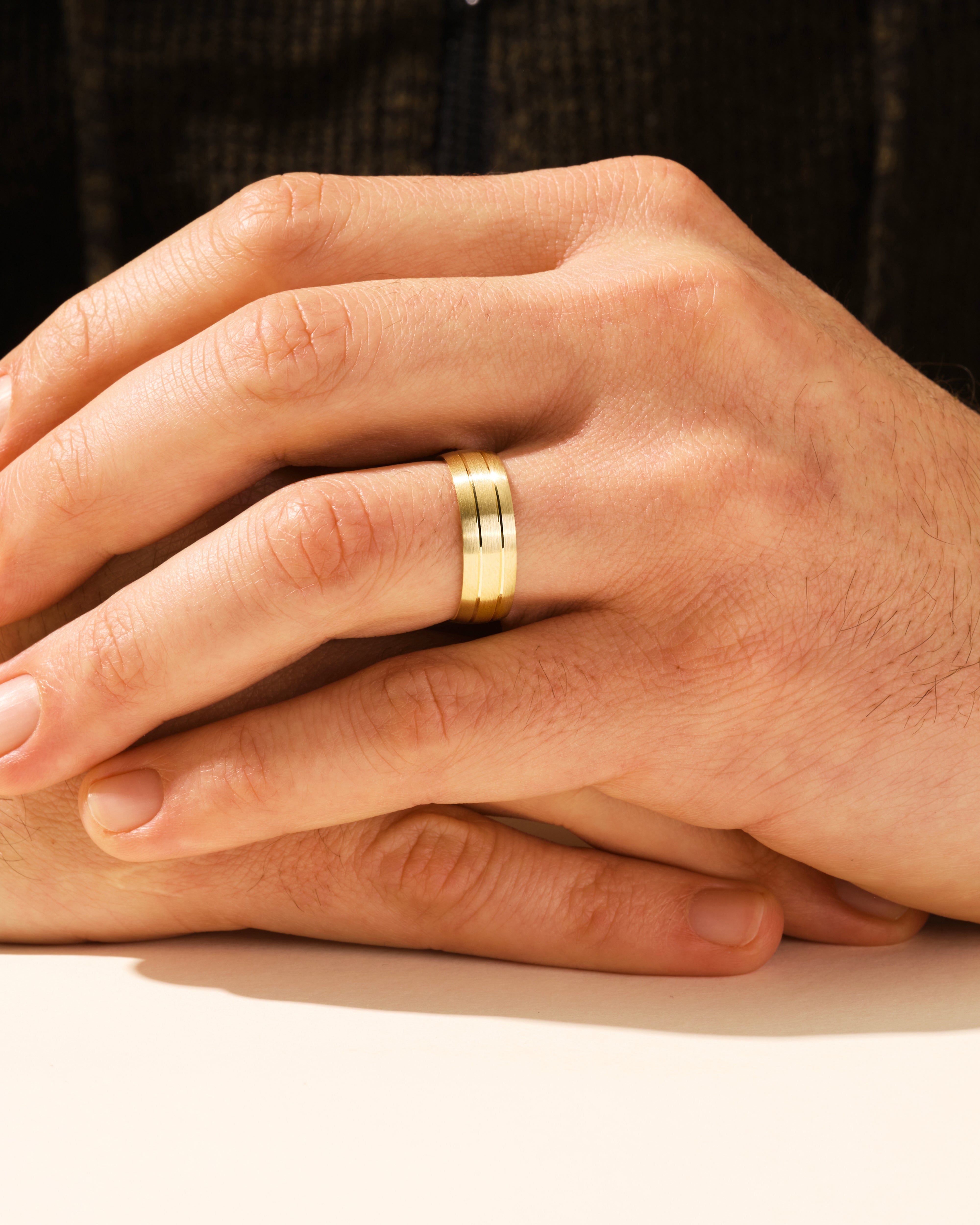 7mm Double-Grooved Men's Wedding Band