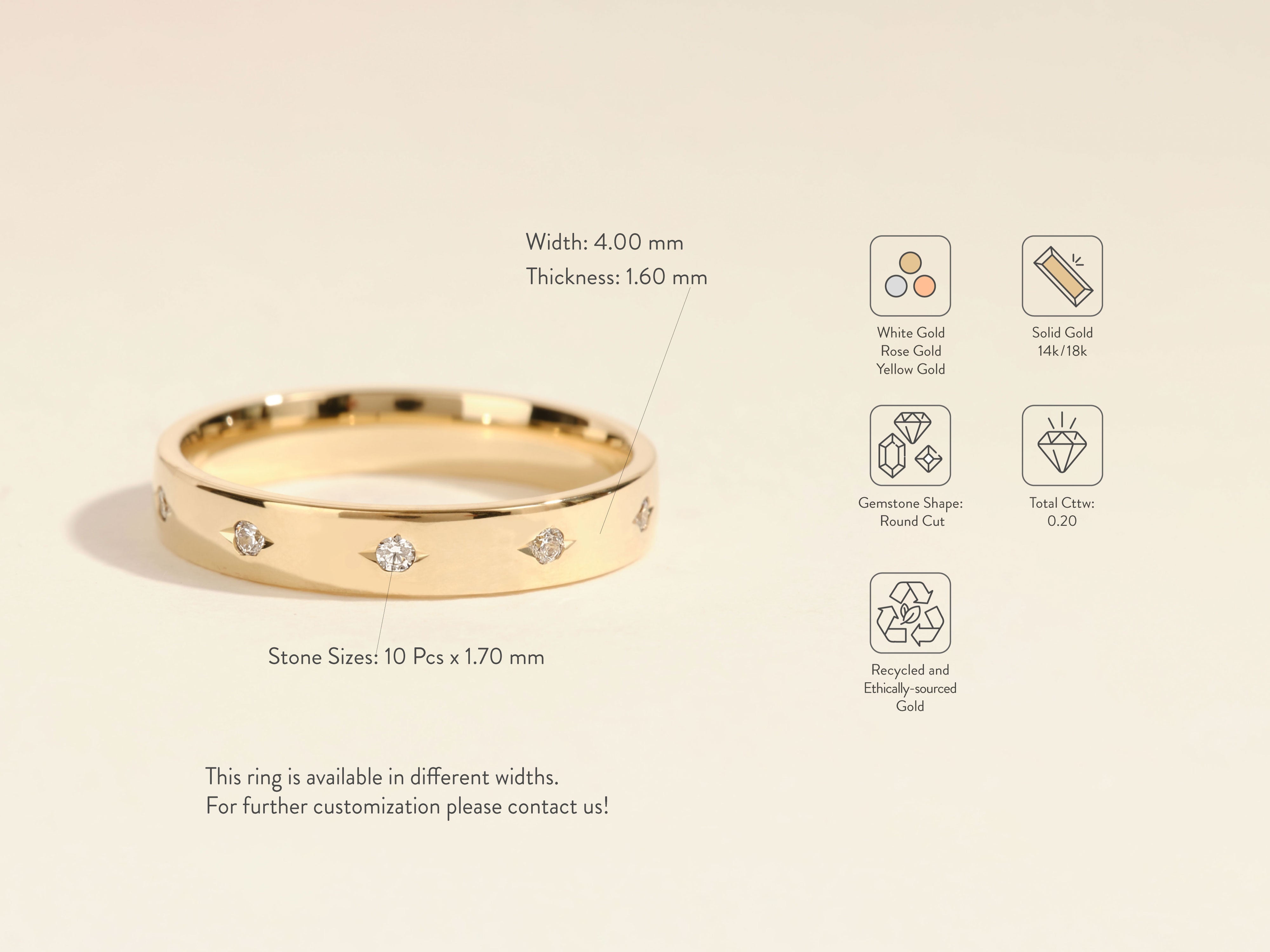 Diamond accent gold ring, ethically sourced, customizable jewelry