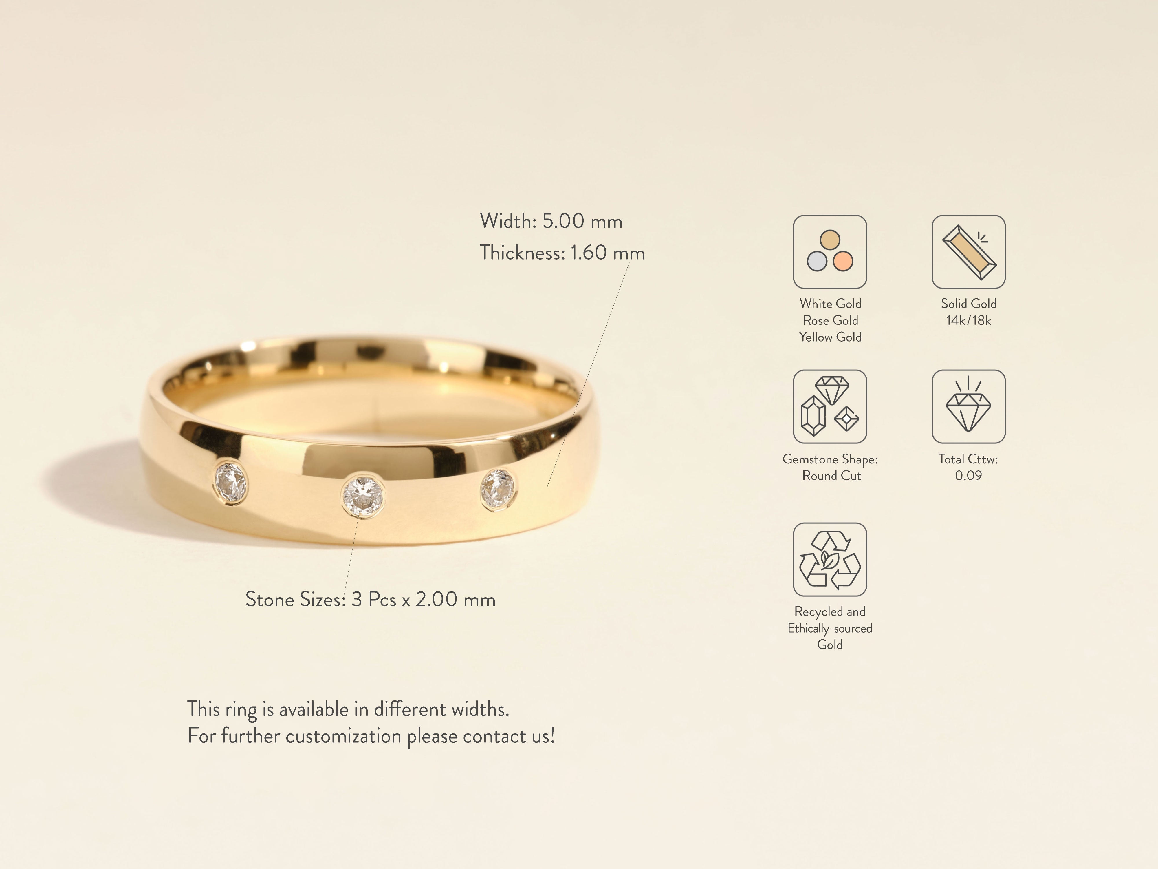 Gold ring with diamonds, ethically sourced, customizable jewelry