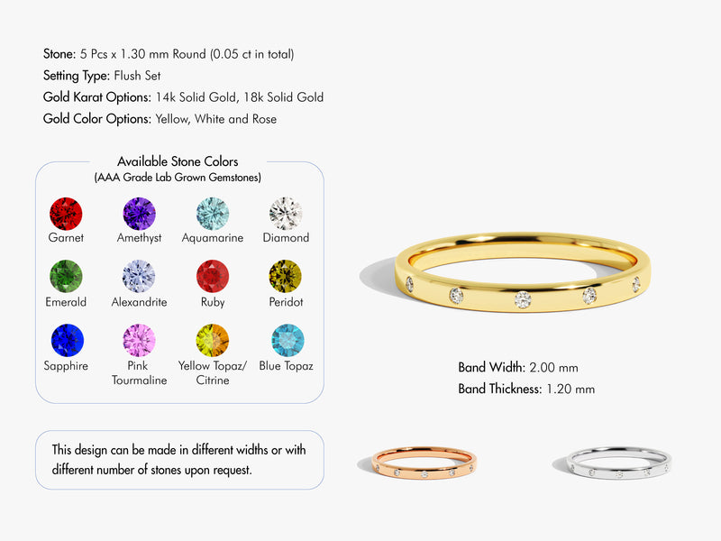 Diamond Birthstone Flush Set Ring in 14k Solid Gold