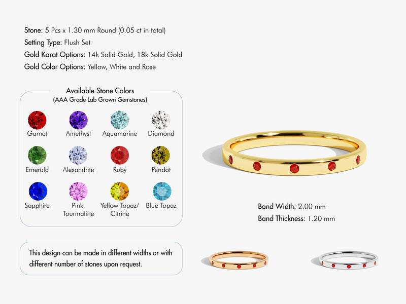 Ruby Flush Set Ring in 14k Solid Gold