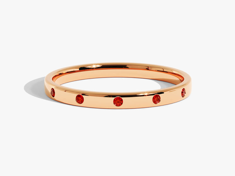 Garnet Flush Set Ring in 14k Solid Gold