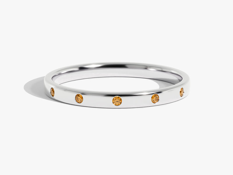 Citrine Flush Set Ring in 14k Solid Gold