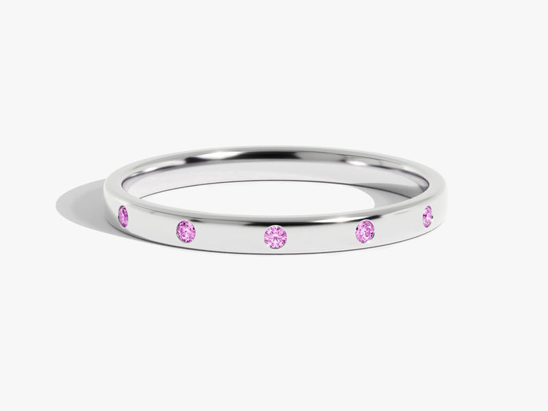 Pink Tourmaline Flush Set Ring in 14k Solid Gold