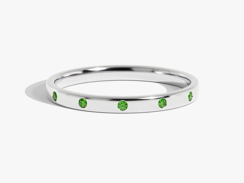 Emerald Flush Set Ring in 14k Solid Gold