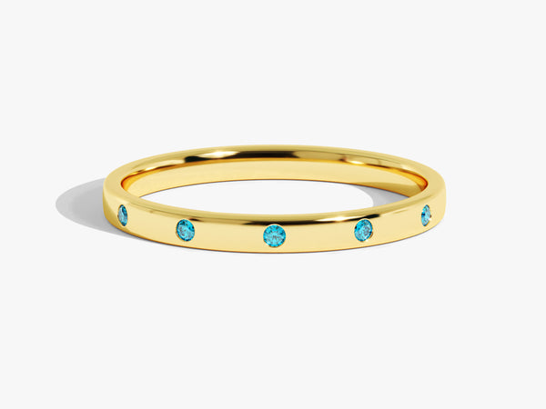 Blue Topaz Flush Set Ring in 14k Solid Gold