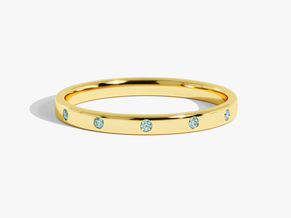 Aquamarine Flush Set Ring in 14k Solid Gold