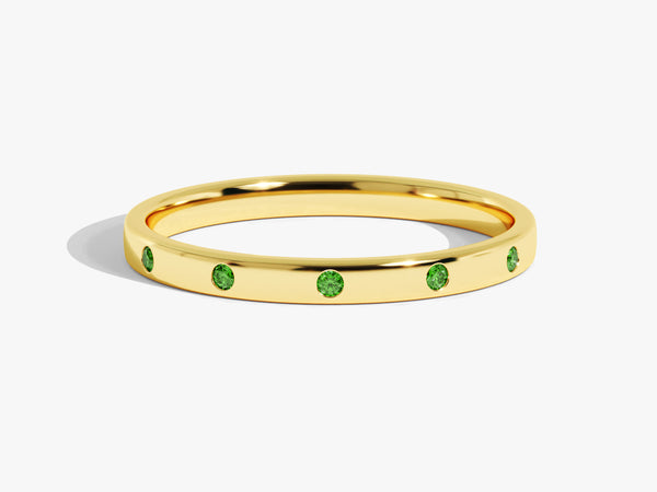 Emerald Flush Set Ring in 14k Solid Gold